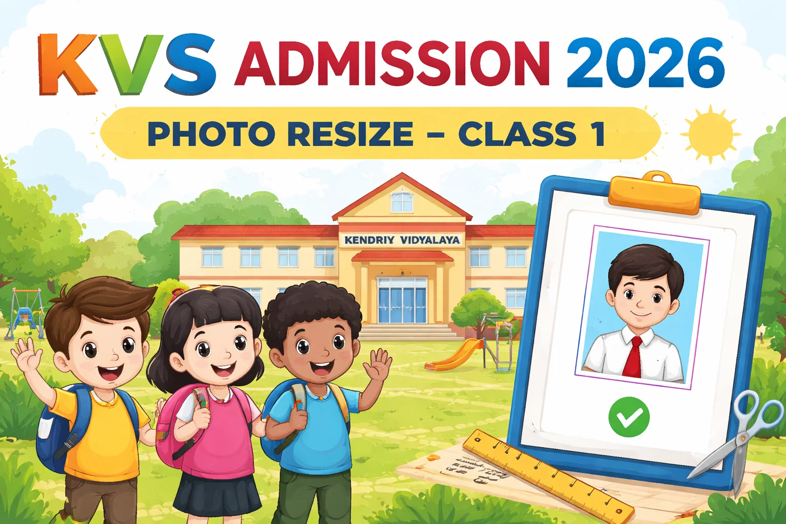 KVS Admission 2026 Class 1 Photo Resize Tool - 256KB, 3.5x4.5 cm JPG