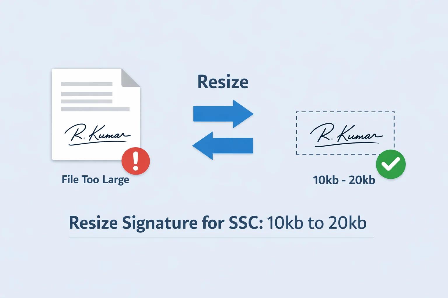 SSC Signature Resize 10KB to 20KB Tool JPG Online Free Without Blur